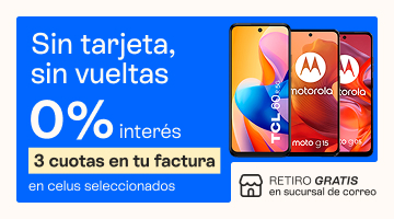 lleva tu celu sin tarjeta, 3 cuotas sin interes en tu factura.
