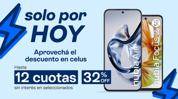 Solo por hoy! hasta 32% de descuento y hasta 12 cuotas sin interés.