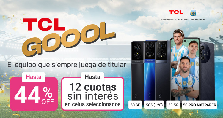 Llevate tu nuevo tcl en hasta 44% de descuento y hasta 12 cuotas sin interés.