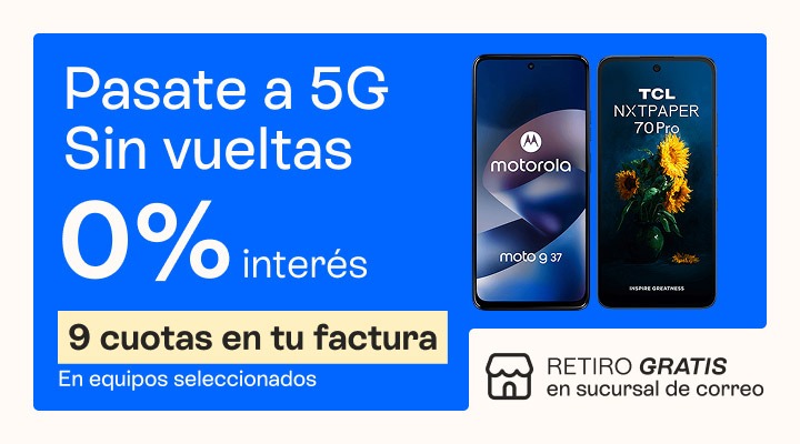 Sin tarjetas, sin vueltas. Comprá tu celu con cero porciento de interés y pagalo en 9 cuotas en tu factura