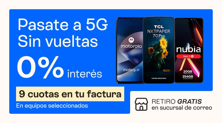 Sin tarjetas, sin vueltas. Comprá tu celu con cero porciento de interés y pagalo en 9 cuotas en tu factura