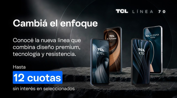 Cambia el enfoque. Conocé la nueva línea 70 TCL que combina diseño premium, tecnología y resistencia. Hasta 12 cuotas sin interes.