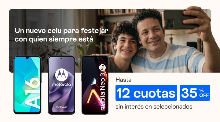 Un nuevo celu para festejar 
con quien siempre está. hasta 12 cuotas sin interés y hasta 35% de descuento en celus seleccionados