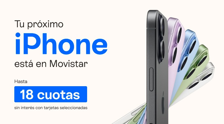 Tu próximo Iphone está en Movistar. Llevalo en hasta 18 cuotas con tarjetas seleccionadas