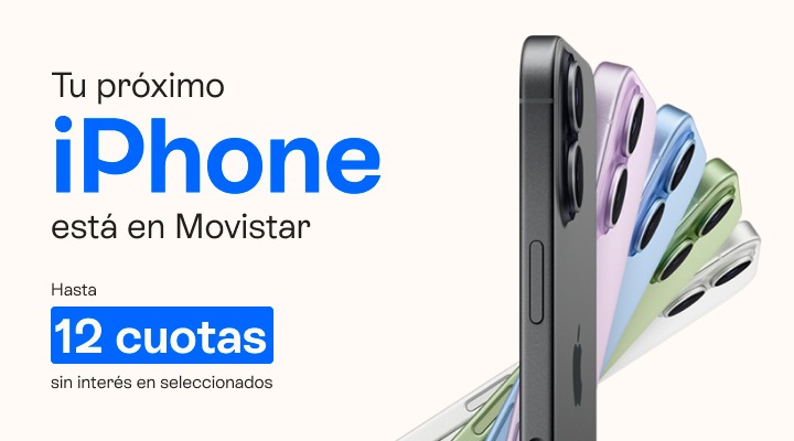 Tu próximo Iphone está en Movistar. Llevalo en hasta 12 cuotas en tu factura