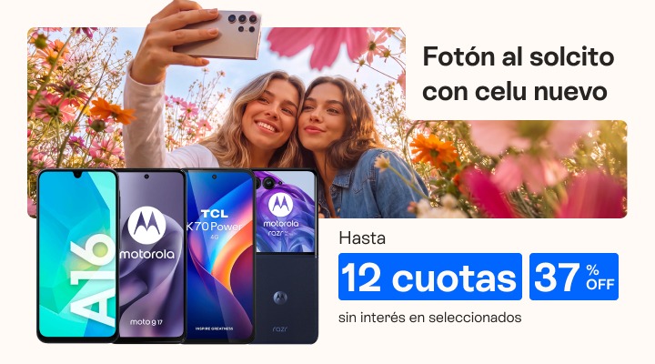 Fotón al solcito con celu nuevo. Hasta 37 porciento de descuento y hasta 12 cuotas sin interés