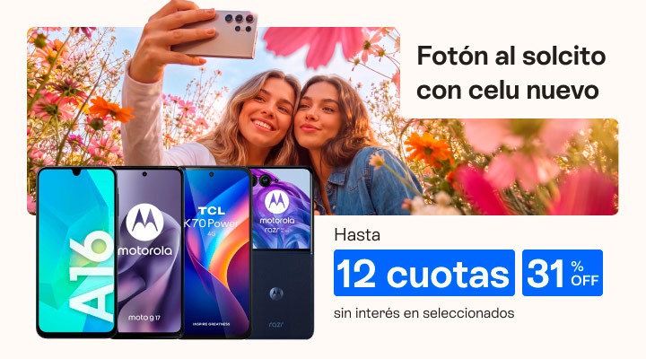 Fotón al solcito con celu nuevo. Hasta 37 porciento de descuento y hasta 12 cuotas sin interés